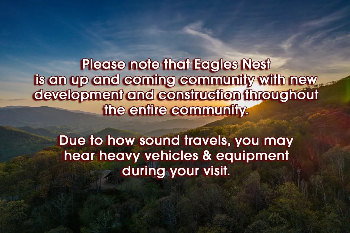 A sweeping view of the sunset over the mountains, with lush greenery and open skies. The image conveys a sense of serenity, exploration, and the natural beauty surrounding the Eagles Nest community.